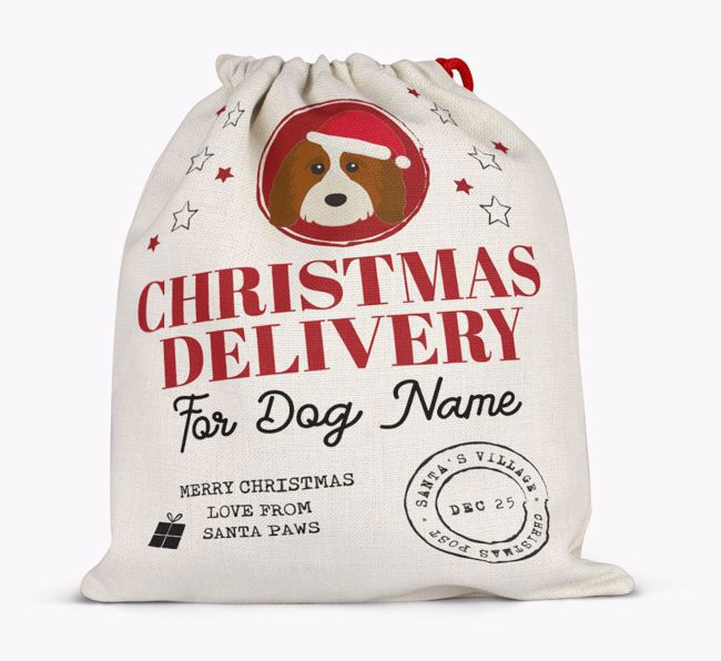 Personalised 'Christmas Delivery for {dogsName}' Santa Sack